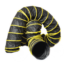 Conducto de aire flexible negro con espiral amarilla para ventiladores Gas Freeing en zonas peligrosas