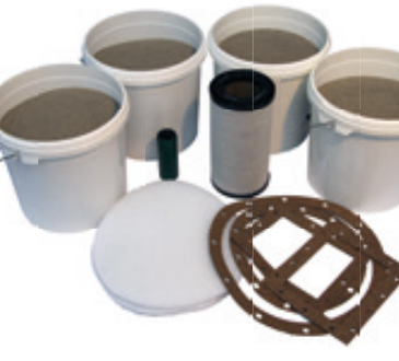 Kit de repuestos de un separador de agua oleosa con cubos de medio granular, cartucho coalescente y juego de juntas
