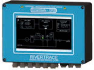 Unidad SMARTSAFE ORB azul con pantalla del sistema de seguridad de descargas de sentina