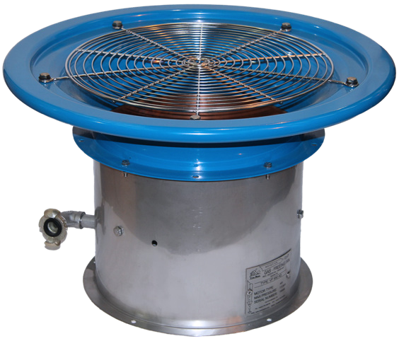 Ventilador portátil de gas freeing con aro azul y cuerpo de acero