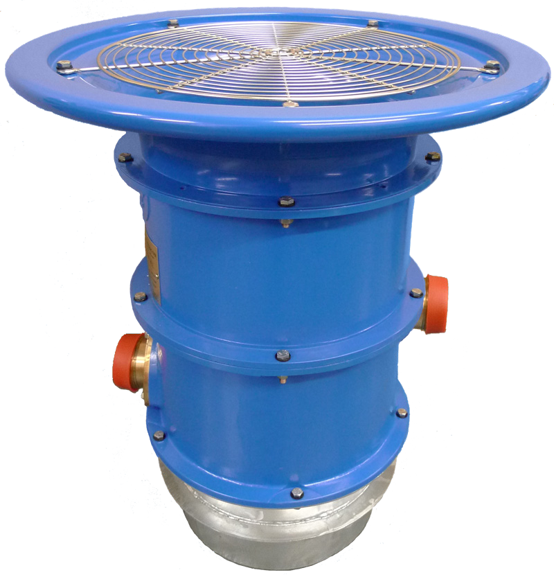 Ventilador portátil de gas freeing azul con rejilla de protección